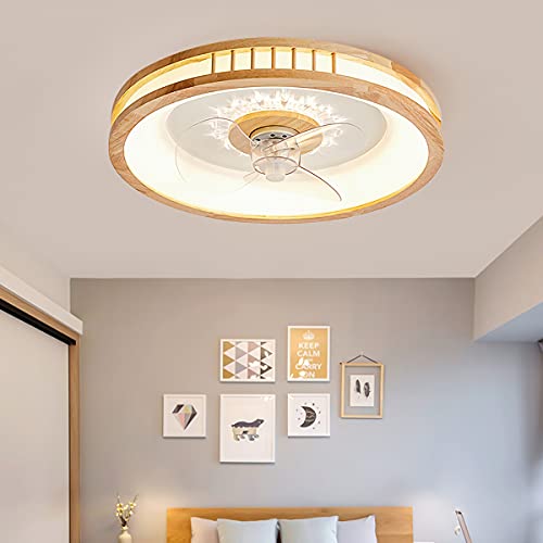Deckenventilator Mit Beleuchtung Holz Deckenlampe Mit Ventilator Und Fernbedienung Lampe Mit Ventilator Schlafzimmer Deckenleuchte Mit Ventilator Wohnzimmer 50CM*6CM 48W,a Cover