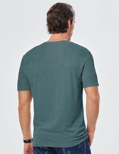 Image of JMIERR Mens T-Shirt Casual Stretch Solid Crewneck Short Sleeve Tees Textured Shirts