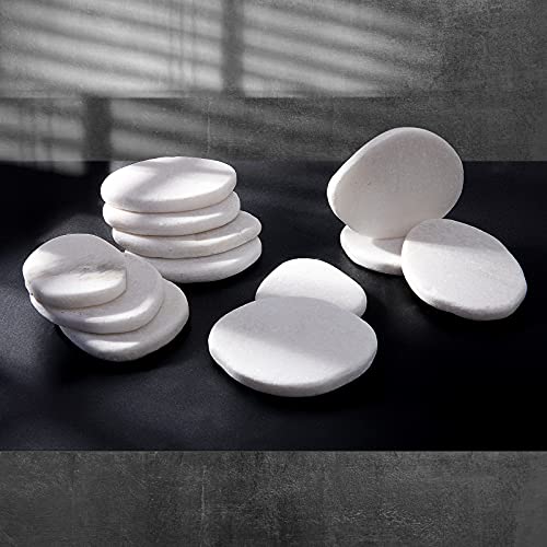 Hisredsun 10 Stück Flache Steine zum Bemalen, 8-10cm weiß Glatte Große Kieselsteine, Dekosteine Naturstein,Natürlicher Flussstein für Mandala Bemalen (Oval 10 Stück)