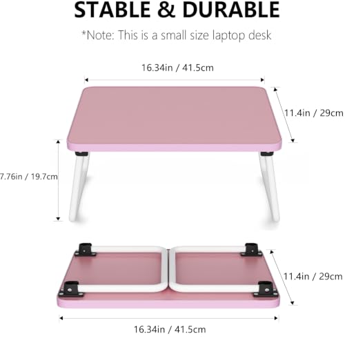 Image of Foldable Lap Desk, Laptop Stand Bed Table Tray for Couch | Portable Breakfast Serving Tray, Lightweight Mini Lap Table, Works Great as Tablet Desk for Working, Reading & Writing, Pink