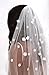WEZTEZ Bridal Veils Lace Wedding Veil,1 Tier Pearl Fingertip Length Short Bride Veil With Metal Comb