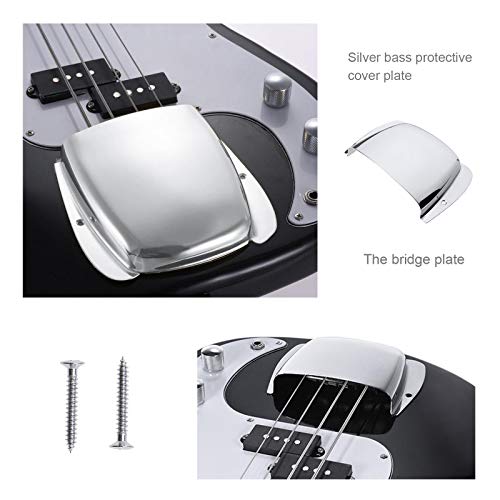 Zilveren Gitaar Bridge & Pickup Plaat Beschermhoes Set met Schroeffittingen Fit voor PB Bass Verchroomd - Image 5
