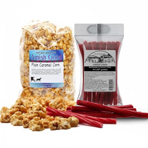 Amish Good Snack Bundle (2 Items): Old Fashioned Gourmet Caramel Corn (10oz) and Soft & Chewy Red Raspberry Licorice Twists (8oz) image 2