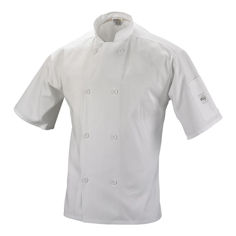 Mercer Culinary Millennia Unisex Kochjacke Kurzarm mit traditionellen Knöpfen