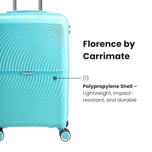 Image of Florence Trolley Bag Set of 2 | Medium 63 cm & Large 73 cm | Polypropylene Hard Luggage Suitcase | 360 Smooth Spinner Wheels | Combination Lock | Anti-Theft Zippers |Cyan