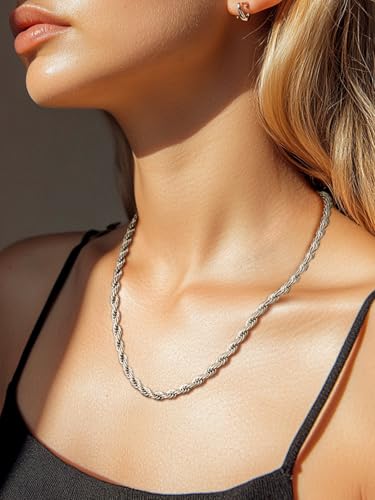 Supcare Mens Chains Necklace Stainless Steel Rope Chain Gifts,18-30 inches (with Gift Package)3