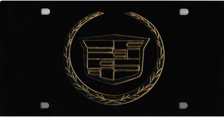 Cadillac Gold Logo On Black Laser Plate