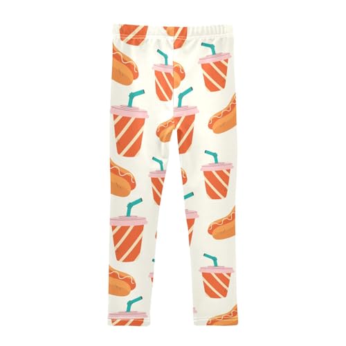 Hot Dog Soda Girls Leggings,Workout Leggings for Girls Toddler Athletic Legging Size for 3-10T2