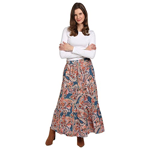 Catalog Classics Womens Reversible Boho Maxi Skirt - Paisley Long Skirt Gray Paisley, Small, 36" L #TOP3