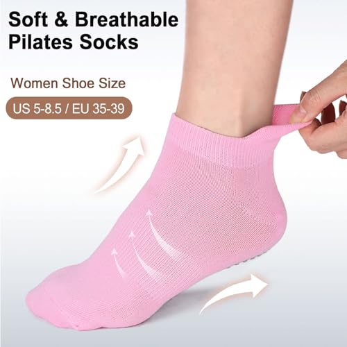 Image of Ultrafun 6 Pairs Grips Non Slip Socks for Women, Anti Skid Yoga Pilates Hospital Gripper Socks (Multicolor-01)