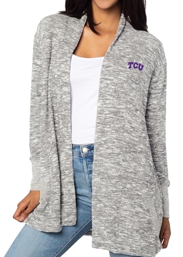 Image of chicka-d Women's Cozy Fleece Cardigan Heather Grey