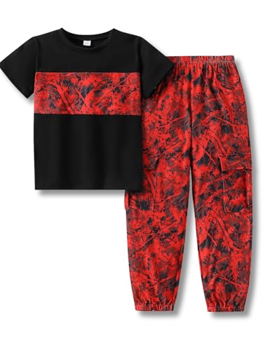 Image of 5-12 Years Boys Clothing Set Camo Hoodie & Cargo Pants Outfits Set 2025 Fashion Clothing