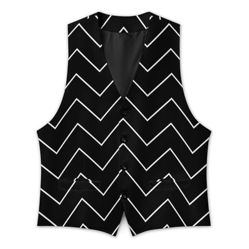 Diagonal Zig Zag Wave Line Men's Suit Vest Slim Fit V-Ncek Waistcoat Business Casual Vest3
