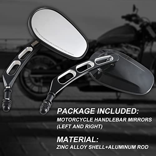 Rétroviseurs moto 8mm 10mm Edge Cut noir guidon custom - 3