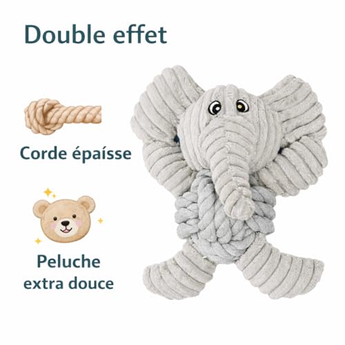 Aimé - Jouet Peluche Éléphant pour Chien - Doudou Doux Et Agréable Au Toucher - Accessoire Interactif pour Tous Types de Chiens - 16 cm – Image 5