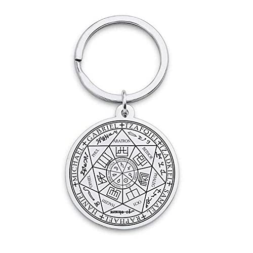 e Seals of Seven Archangels Necklace Keychain - Stainless Steel Biblical 7 Saints Angels Prayer Amulet Pendant Keyring - Religious God Talisman Protection Jewelry for Son Daughter4