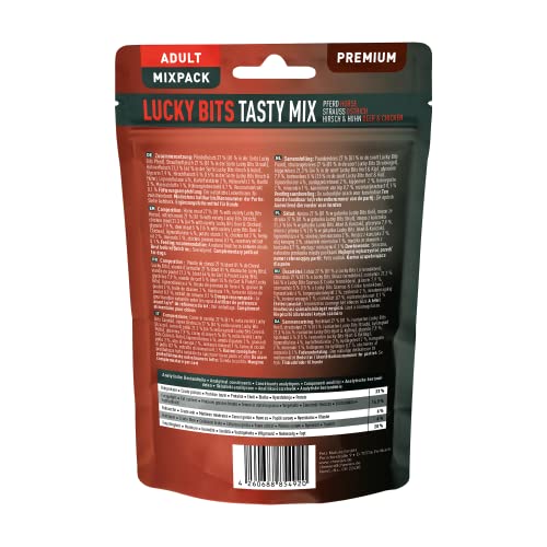 Chewies Lucky Bits Tasty Hundeleckerli Mix Adult - Hunde-Leckerlis getreidefrei & Soft mit viel Protein und Superfoods wie Bierhefe oder Ginkgo, ohne Zucker (100 g)