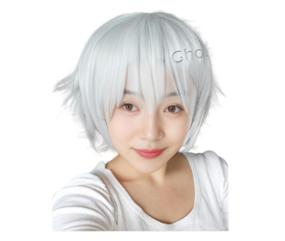 New Anime Short Anti-alice Layered Cosplay Party Costume Heat Resistant Wig (white)
