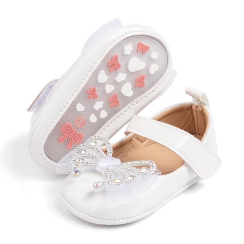 Image of Meckior Infant Baby Girls Soft Sole Bowknot Princess Wedding Dress Mary Jane Flats Shoes Easter Light Baby Sneaker Shoes
