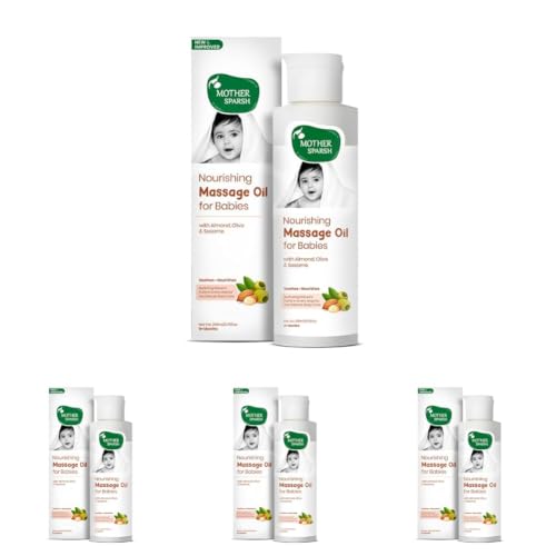 Image of Mother Sparsh Nourishing Baby Massage Oil -200ml | Non Sticky & Moisturizing Baby Oil for New Born | Prevents Dryness, Strengthens Muscles & Bones (Pack of 4)