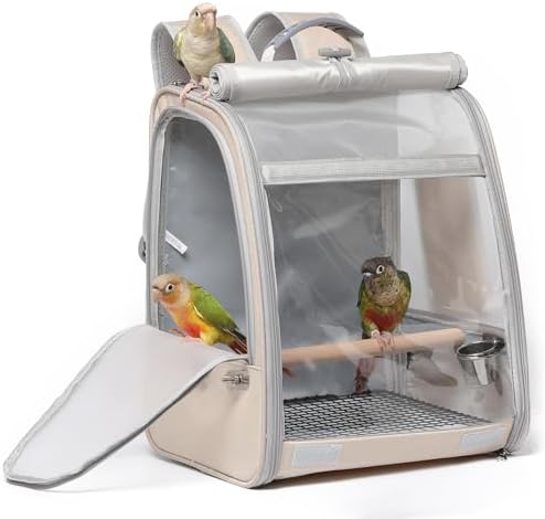 Backpack Bird Carrier for Cockatiel Outdoor – What You Didn't Know! 6 Bird Carrier Backpack, Portable Travel Bird Cage with Standing Perch, 2 Feeder Cups, Iron Mesh Stand & Removable Tray Lightweight, Breathable Mesh Window for Parrot Carrier,Easy Clean (Cream)