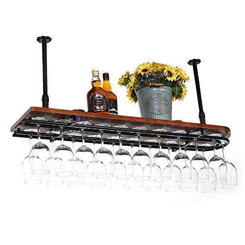 Soporte colgante para vinos con 2 niveles de madera y hierro miniatura 1