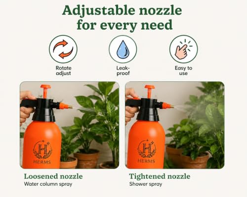 Image of HERMS 2L Hand Pressure Spray Pump | 3 Spray Modes (Mist, Shower & Jet) | Adjustable Brass Nozzle | Garden Sprayer for Watering Plants, Pesticide, Fertilizer, Home Garden & Car Washing