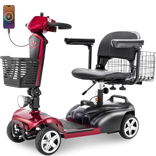 15/25/30/50Miles Eldryvon 4 Wheels Electric Mobility Scooter for Seniors, Dual...