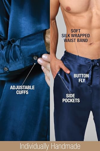 Luxury Artisan Silk Pajamas For Men, Pure Mulberry Silk 27 Momme Mens PJs4
