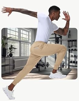 JWM Regular/Tall Mens Athletic Joggers Lightweight Workout Running Gym Training Pants Tapered Sweatpant with 3 Zipper Pockets