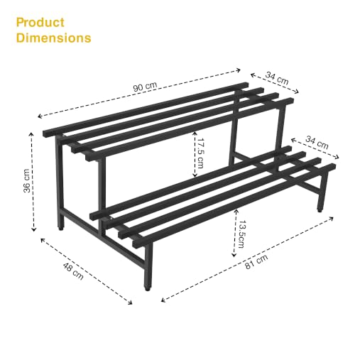 Image of Zeroway 2 Tier Metal Plant Stand | Heavy-Duty Plant Rack with Powder-Coated Metal Frame | Stable 4-Leg Design | Supports Up to 250 kg | Convertible Plant Stand for Balcony, Garden & Office