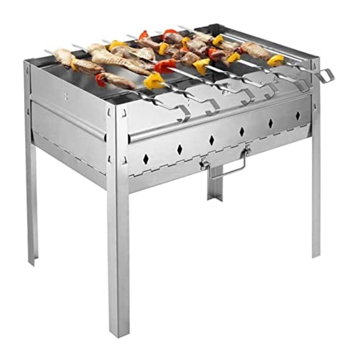 Barbacoa de carbón portátil, Plegable, para Exteriores, 51x30x48cm, compacta y Ligera, Camping, picnics y para cocinar en el jardín.