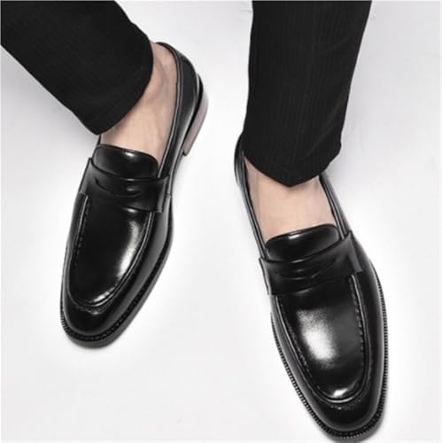 Burnished Toe Genuine Leather Loafers Mens Loafers Flexible Lightweight Anti-Slip Prom Party Slip On2