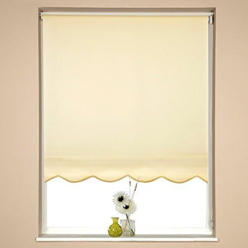 Speedy Plain UV Scalloped Edge Roller Blind, Cream, W180 x D160cm