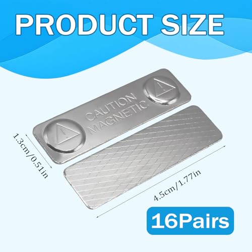 16 Paar Magnetische Namensschilder, Magnet Namensschild Starke Wandmagnete Bild Aufhänger, Magnetischer Vorhang Verschluss Bildaufhänger Magnetname Abzeichenpaket 13*45mm (1 Paar mit 1 Kleber)