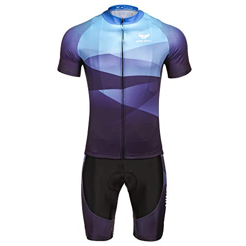 nine bull Men's Cycling Jersey Set - Reflective Quick-Dry Biking Shirt and 3D Padded Cycling Bike Shorts