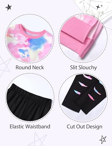 Image of Girls Clothes, Girls Outfits Tie Dye Sweatshirt Tops and Leggings Sweatpants 2 Piece Fall Winter Clothes Set 6-16T
