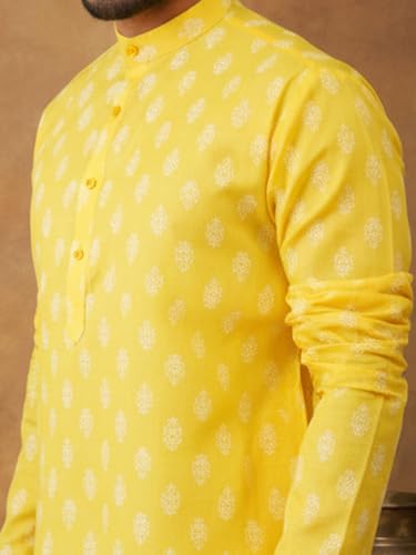 Image of Amazon Brand - Tavasya Men Floral Printed for Regular Fit Kurtas | Ethnic Wear | Festive | Cotton Blend | Knee Length