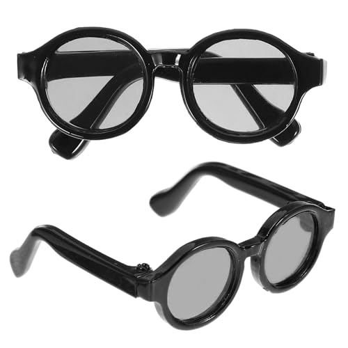 Abaodam 2 Pairs Doll Mini Glasses Retro Mini Sunglasses Dog Eyeglasses Plastic Cosplay