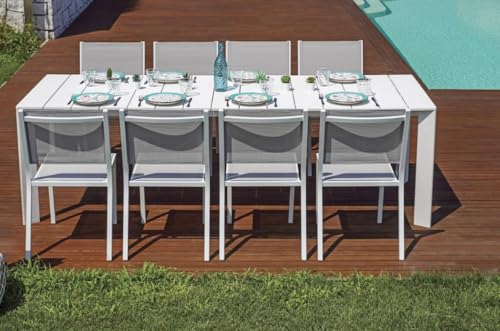 MALIGI Home MG/Glicine - Mesa de aluminio extensible con patas deslizantes, color blanco, 165/250 x 90 cm
