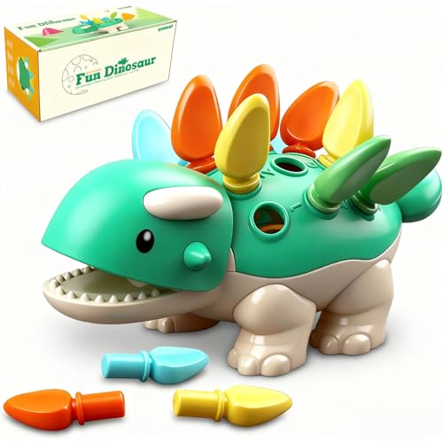 Image of Baby Sensory Toys Toddler Montessori Learning Fine Motor Skills Toy for 6 9 12 18 Month One Year Old Boy Birthday Gift Kid Sorting Stacking Color Recognition Dinosaur Age 1 2 3 4 Educational Toys
