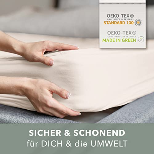 STUDIO Spannbettlaken 90x200cm - 100x200cm, Made in Green, 100% Baumwolle, Made in EU, Markenqualität, Bettlaken 90x200 - 100x200 - Schnee - Image 3