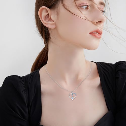 Sterling Silver Heart Necklace,Sparkle Cubic Zirconia Love Heart Pendant,Adjustable Hypoallergenic Dolphin Necklace,Cute Gifts for Her Sister Teens Daughter Granddaughter4