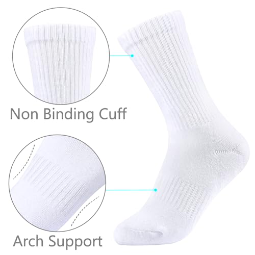 LO SHOKIM Crew Socks Women Athletic Socks Men Cushioned Running Socks 6 Pairs Cotton Dress Work Sports Socks 4-103