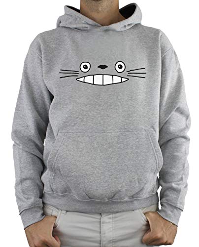 PLANETACAMISETA Sudadera Hombre - Unisex Sonrisa Totoro, Studio Ghibli (Gris Vigoré, S)