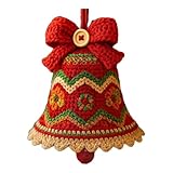 Adorno de campana de Navidad de ganchillo hecho a mano, kit de adorno de campana de Navidad de ganchillo, perfecto para los amantes de las manualidades y decoración del hogar de temporada para regalo