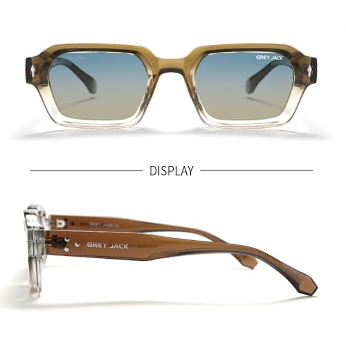 Image of grey jack TR90 Rectangle Polarized Sunglasses for Men Women,Stylish Full Rim Eyewear for UV Protection 21040