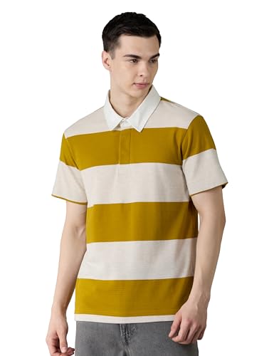 Image of Amazon Brand - Symbol Men Relaxed Fit Rugby Collar Polo| Half Sleeves | Available in Plus Size