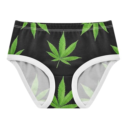 Stylish Girls Underwear Toddler 2t Cotton Panties Little Girl Watercolor Green Leaves Black Underpants Briefs
