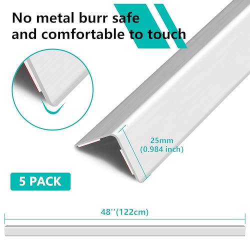 Image of 5pcs Silver Aluminum Corner Guards, 48 inch L x 0.98 inch W Self-Adhesive Wall Corner Protector Strips, Heavy-Duty Edge Guards for Wall & Furniture Protection, Easy Install